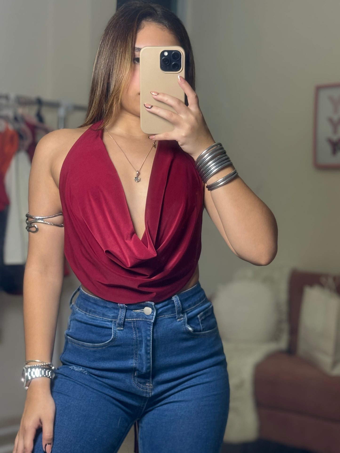 Halter Burgundy Top