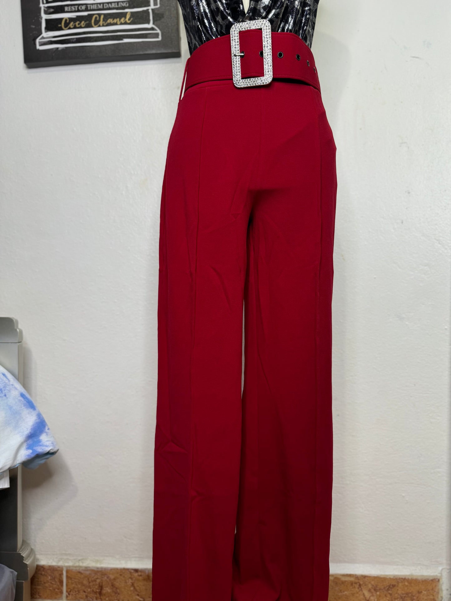 Elegant Bottom with Belt (Red)