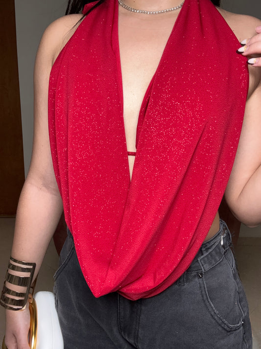 Glitter Halter Top Red