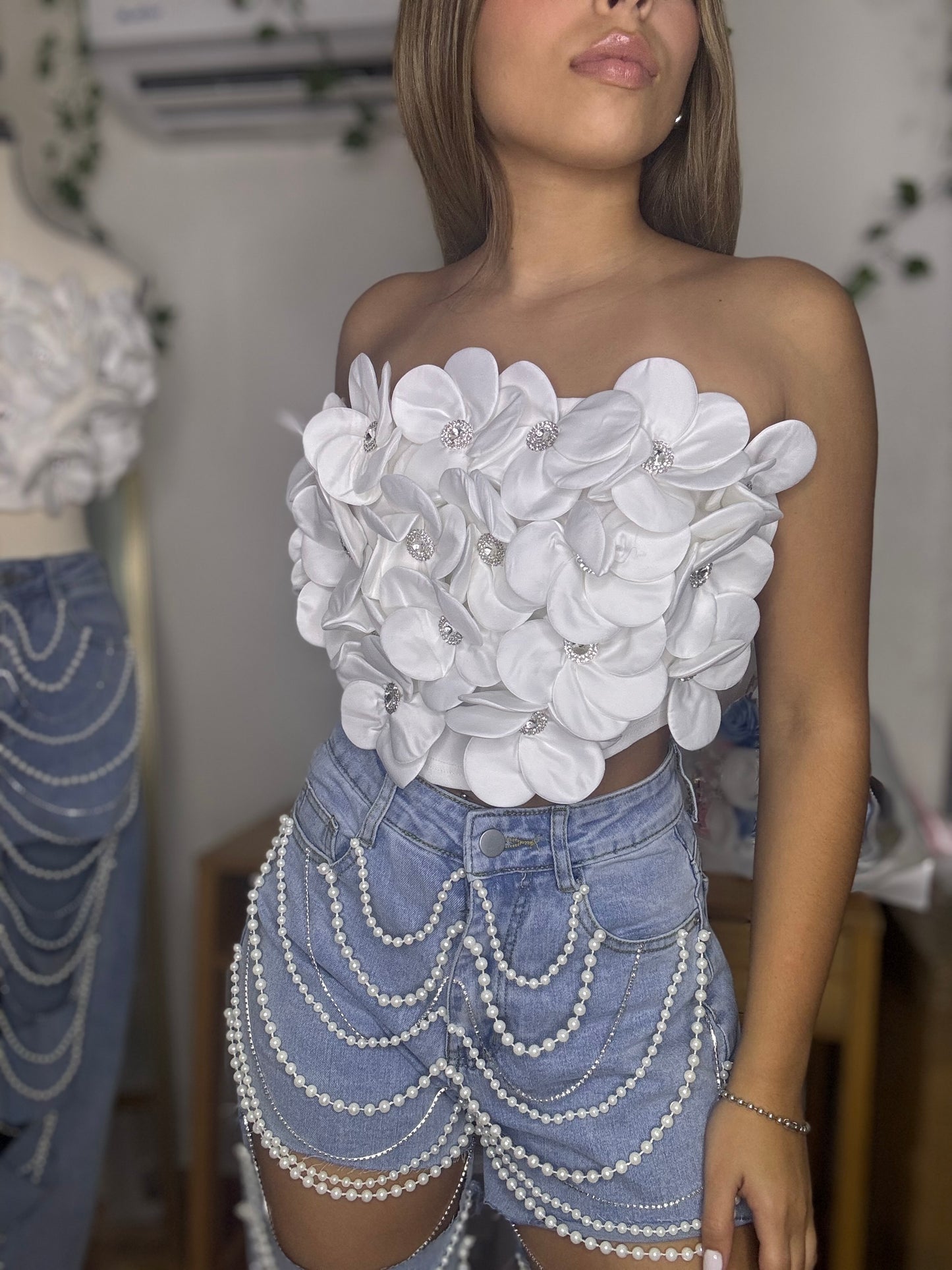 Floral Top in White