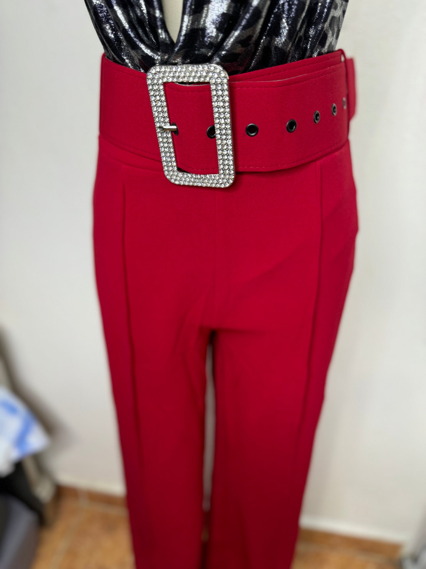 Elegant Bottom with Belt (Red)