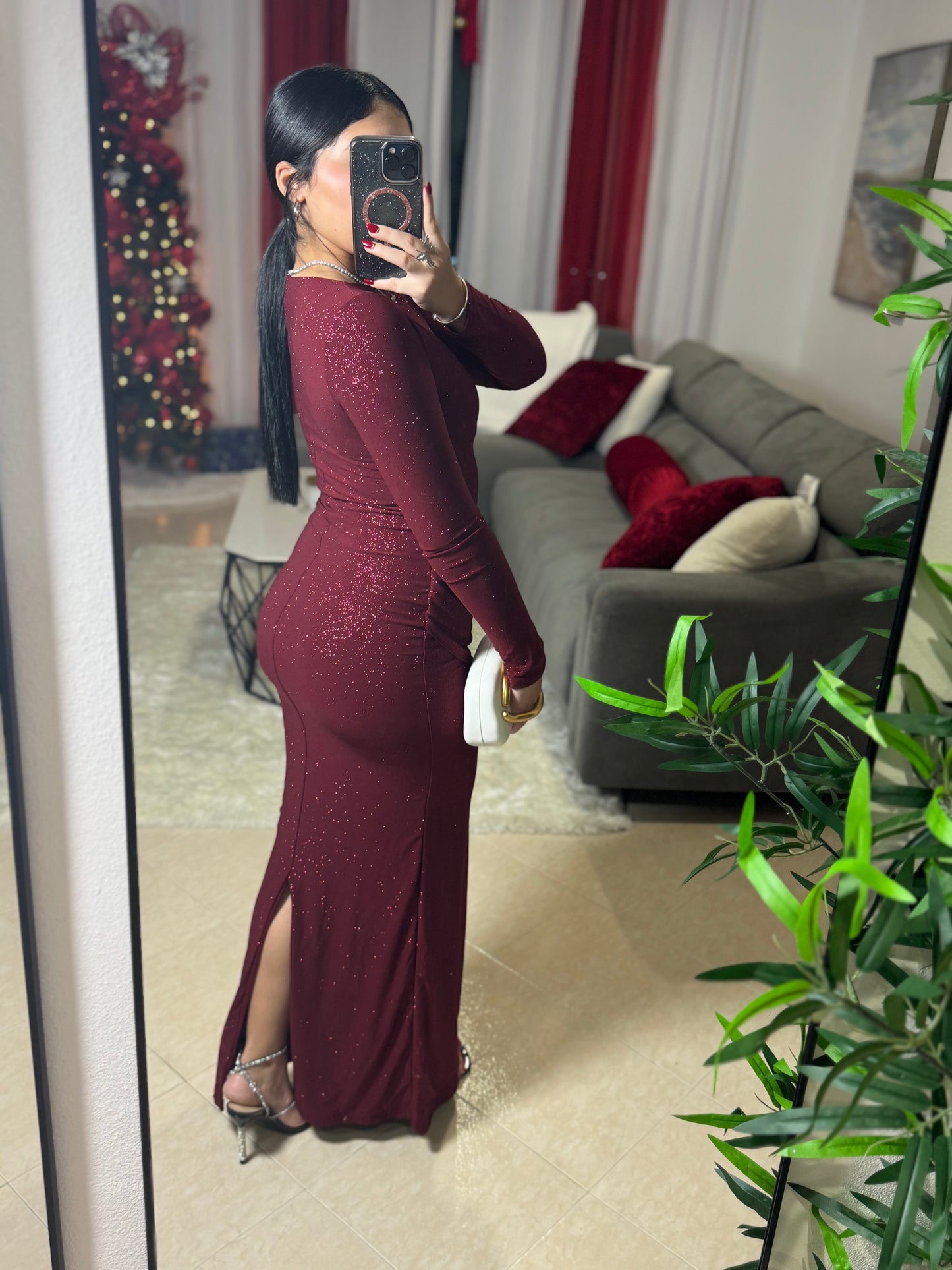 Burgundy Glitter Dress
