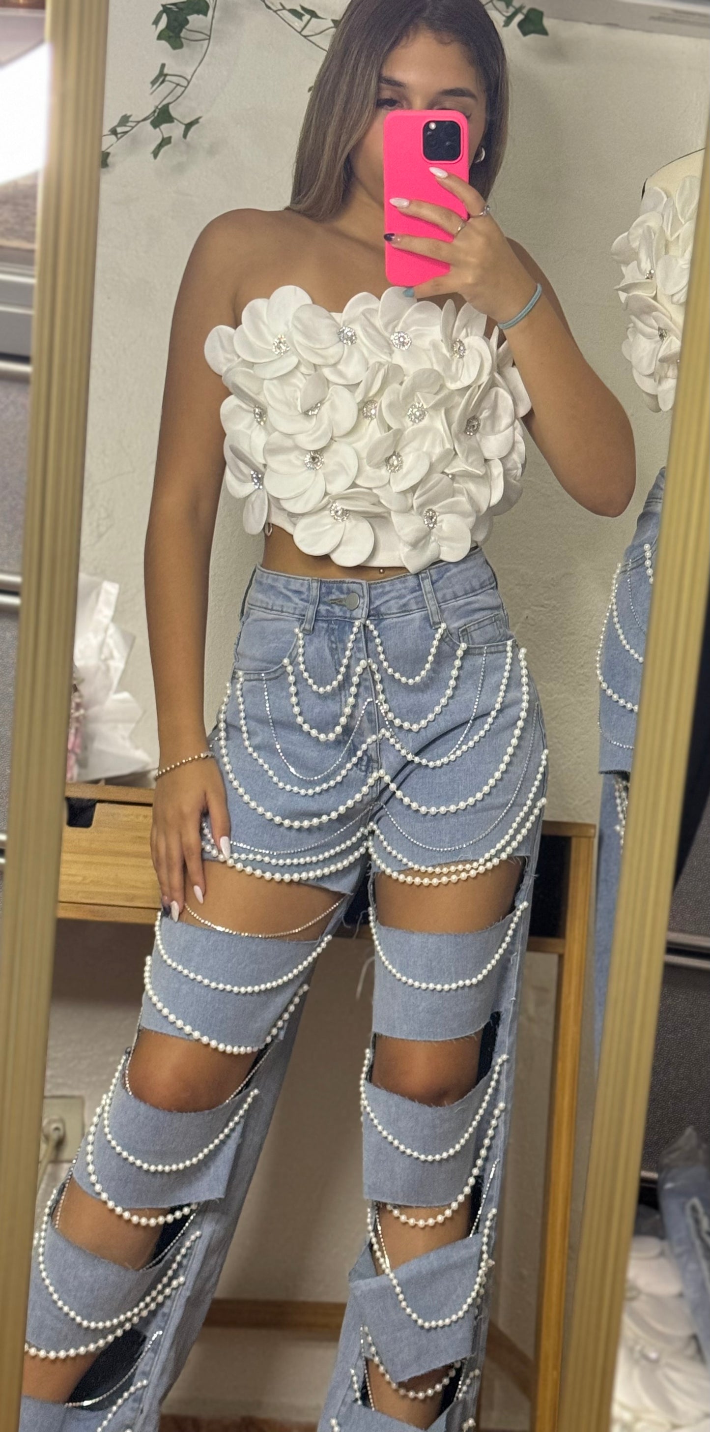 Floral Top in White