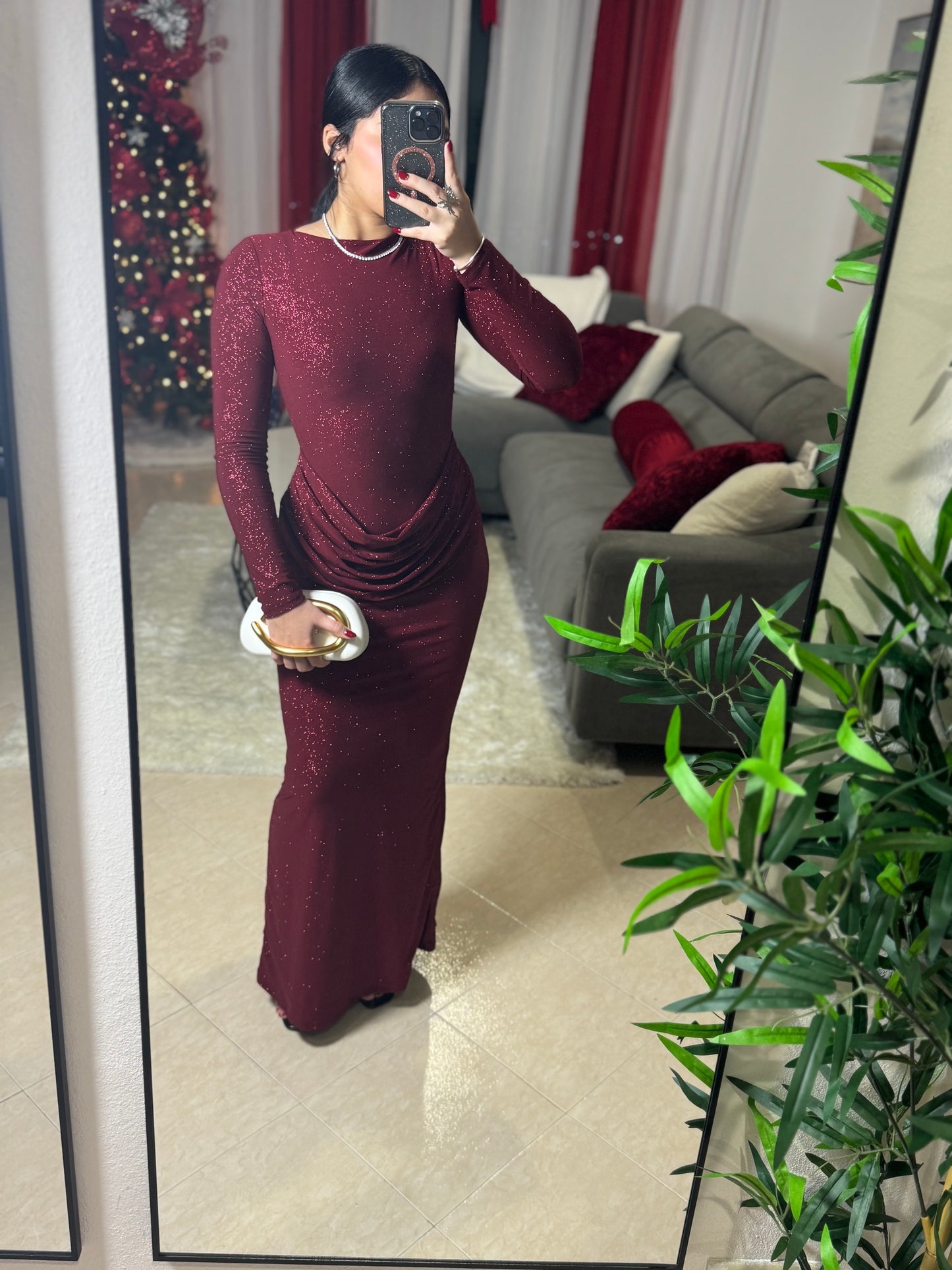 Burgundy Glitter Dress