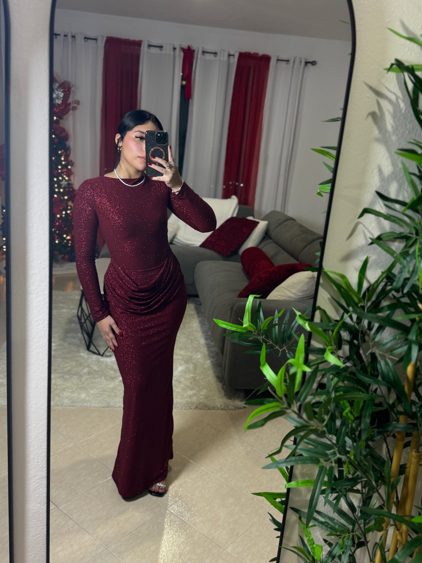 Burgundy Glitter Dress