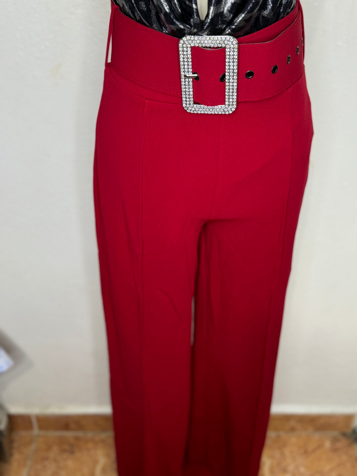 Elegant Bottom with Belt (Red)